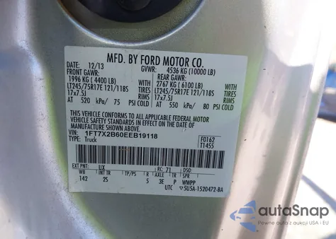 2014 Ford F-250 Xlt z USA, uszkodzony, nr VIN 1FT7X2B60EEB19118